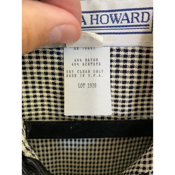 Jessica Howard Womens Vintage Houndstooth Maxi Dress 6 Mandarin Collar Tie Waist - Picture 5 of 7